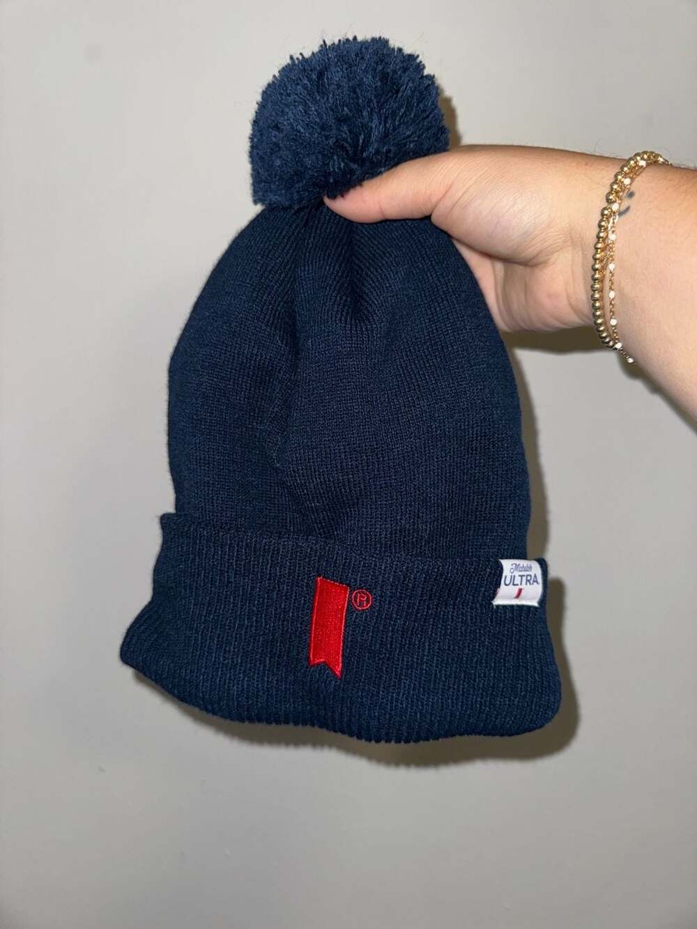 Michelob Ultra Navy Blue Pom Beanie Hat